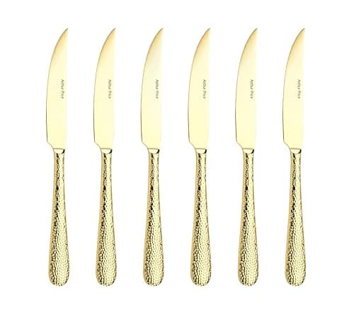 Image of Arthur Price CAVA0841 6 Steak Knives, Stainless Steel, Gold