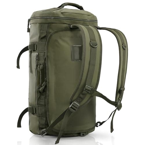 Image of Haimont Duffel Backpack for Men, 45L Convertible Travel Duffle Bags with Shoes Compartment, Heavy Duty and Water-Resistant, Camping, Overnight, Army Green