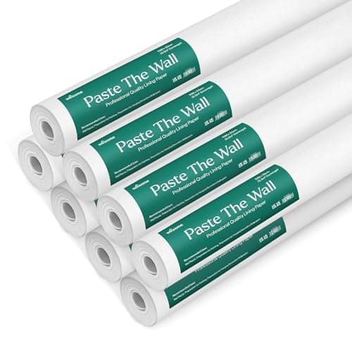 Image of WINSOME Paste The Wall Lining Paper 10m Long Plain White Thick Paintable Backing Paper, Heavy Duty PVC Free and Breathable (Pack of 8)