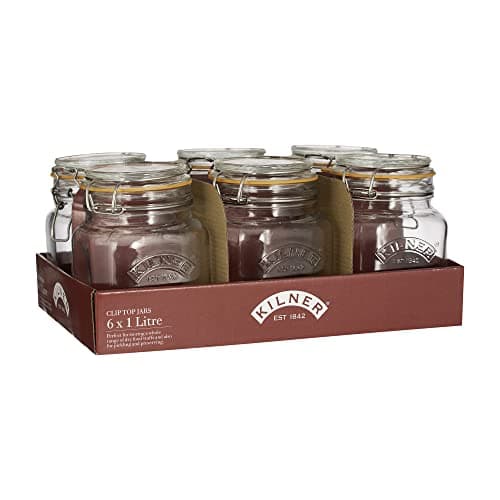 Image of Kilner® Tray of 6 1 Litre Square Clip Top Jars
