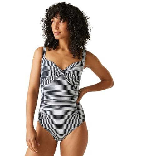 Image of Regatta Womens Sakari Swimming Costume Tummy Control Summer Holiday Swim Suit Blue