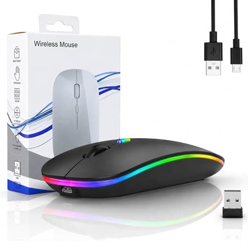 Image of Gaming Mouse, Office Mouse Bluetooth & 2.4G Slim Rechargeable Wireless Mouse with Silent Click, LED Backlight, 800–1600 DPI Portable Optical Wireless Gaming Mouse for Laptop & PC (Matte Black).