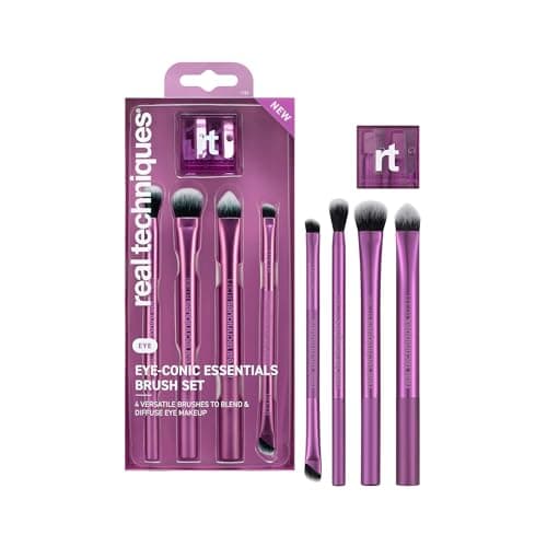 Image of Real Techniques Eye-Conic Essentials Makeup Brush Set, 5 Piece Eyeshadow, Blending & Liner Brush Kit for Complete Eye Looks from Natural to Glam, Soft Bristles, Cruelty-Free
