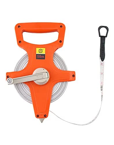 Image of QWORK Open Reel Tape Measure, Fibreglass Surveyors Tape, 50M /165 FT