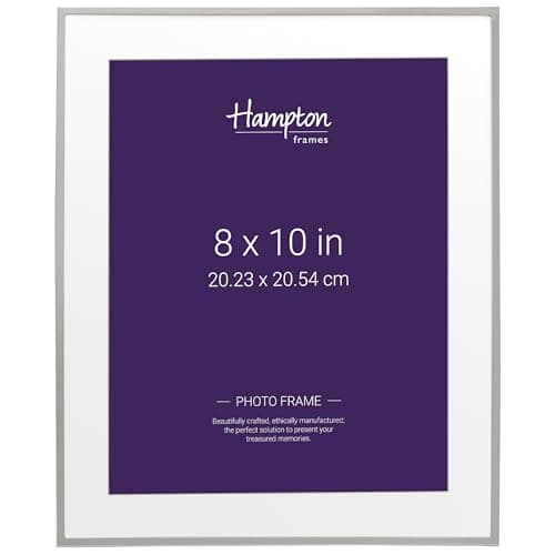 Image of Hampton Frames | MAYFAIR Silver Plate Photo Picture Frame BSN13880 | 8x10in (20x25cm), Bevel Cut Mount, Glass Aperture | Freestanding or Wall Mount | Classic Silver Photo Display