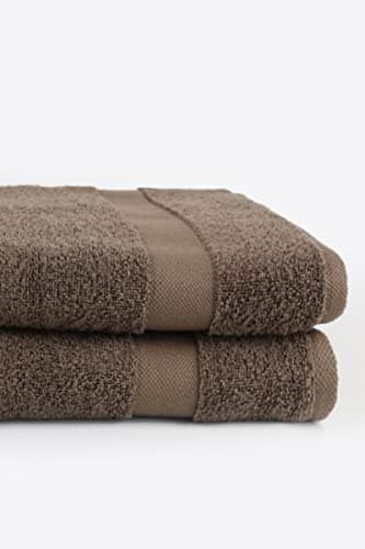 Image of Taka Fabrics 2 Pieces Wave Collection Ultra Soft and Highly Absorbent 100% Turkish Cotton Towels Bath, Hand, Kicthen Facecloth Sauna Pool Guest Towels Sets (140x70cm-2 Pieces, Khaki)