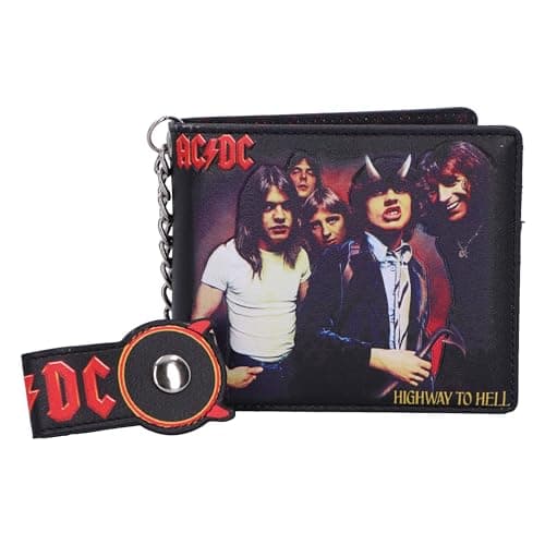 Image of Nemesis Now ACDC Highway to Hell Wallet 9.3cm, PU Leather, Jet Black, Officially Licensed ACDC Merch, Highway to Hell Bi-Fold Wallet, Multiple Card Slots, Durable Materials