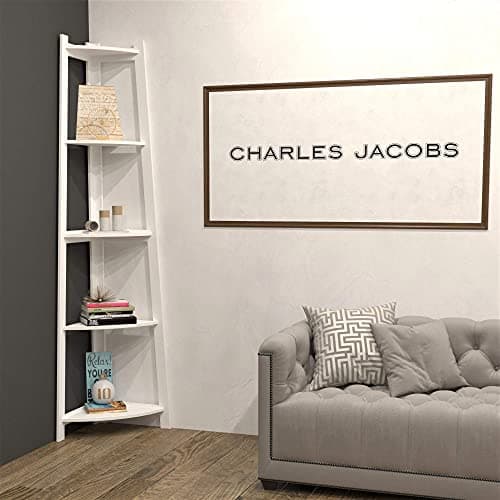 Image of Charles Jacobs 5 Tier Corner Ladder Shelving Unit - White