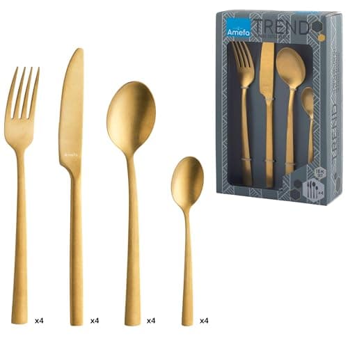 Image of Amefa Manille 16pc Gold Stainless Steel 18/0 Cutlery Set for 4 People