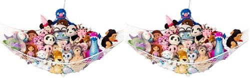 Image of Lilly's Love Teddy Hammock - Toy Storage for Soft Stuffed Animals - 2 Pack (Jumbo Extra Large, White)