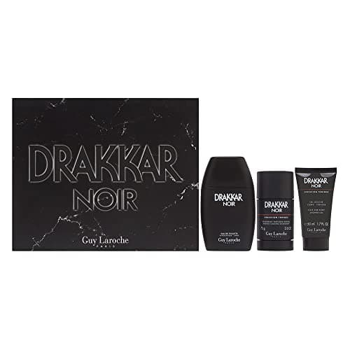 Image of Guy Laroche Drakkar Noir For Men 3 Pc Gift Set 3.4Oz Edt Spray, 2.6Oz Deodorant Stick, 1.7Oz Shower Gel