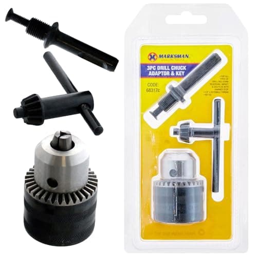 Image of 3Pc SDS Drill Chuck Adaptor and Key - for All Type of Drills | Multi Purpose Drill Bit Power Tool Accessory, Household Workshop DIY Tools, Durable