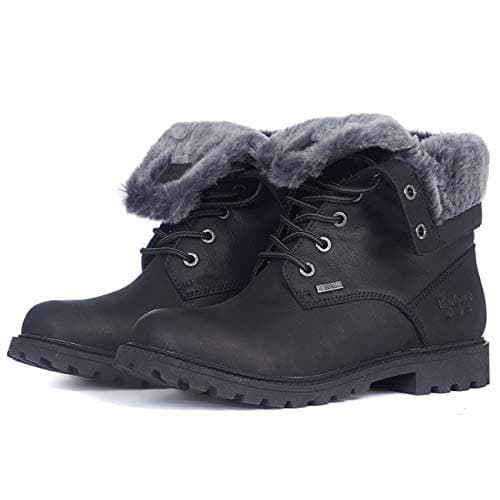 Image of Barbour Womens Hamsterley Leather Waterproof Winter Warm Lace Snow Ankle Boots - Black - 5