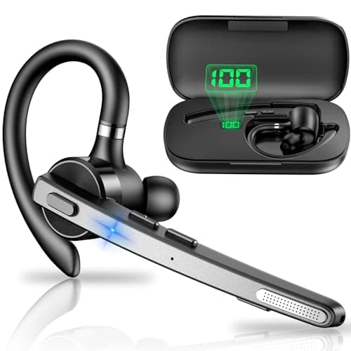 Image of New Bee Bluetooth Headsets Dual Mic V5.1 Bluetooth Earpiece Wireless with LED Charging Case 72Hrs Play Time Hands Free Earpiece CVC8.0 for Business/Office with Android iOS Laptop（1 Pcs）