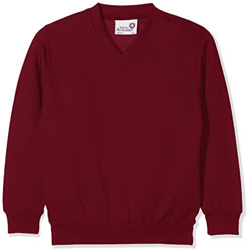 Image of AWDis Boy's Kids Academy V-Neck Sweatshirt School Top, Red (Academy Burgundy), 3-4 Years (Manufacturer Size:X-Small)