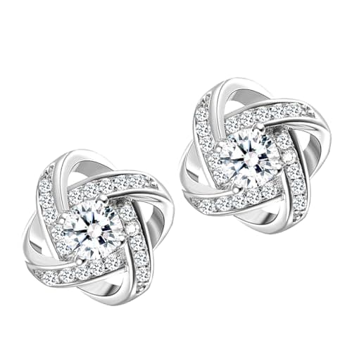 Image of Sale Clearance Earrings Women’s 925 Sterling Silver Stud Cubic Zirconia Ear Studs One Pair Cubic Zirconia Earrings Gifts for Mother's Day