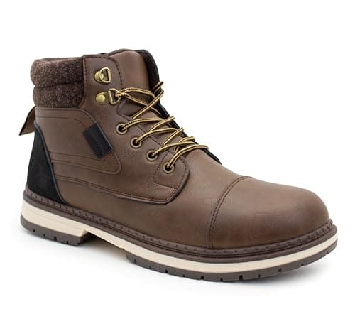 Image of IMTY Mens Ankle Boots Faux Leather Smart Casual Lace Up Side Zip Fashion Boots (Brown, 10, UK Footwear Size System, Adult, Men, Numeric, Medium, 10)