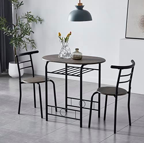 Image of mcc direct Dining Table and Chairs Set Metal Wood Effect Kitchen Table Dining Chairs Barley (Avola Grey)
