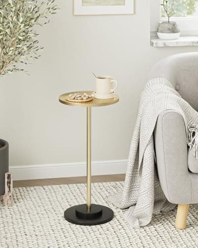 Image of HEYZOEY Small Coffee Table, Small Round Side Table, Drink Tables for Spaces,Side Tables for Living Room,Gold