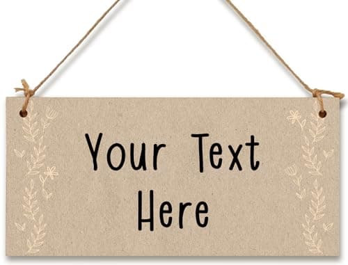 Image of Personalised Hanging Plaque Your Custom Text Kraft Vintage Decorative Wooden Door Wall Sign Home Decor Add Any Message