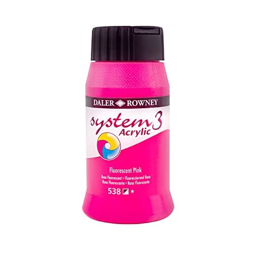 Image of Daler-Rowney System3 Acrylic Paint, Plastic Pot, 16.91oz - 500 ml, Fluorescent Pink
