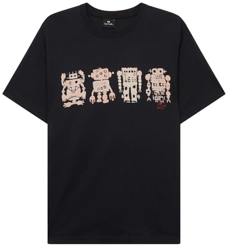 Image of Paul Smith Mens Mens Reg Fit T Shirt Robots, Navy, Medium