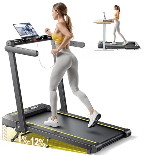 Image of TOPUTURE 1%-6%-12% Incline Folding Treadmill, Heart Rate, 16KM/H Portable Treadmill, 6 in 1 Treadmills for Home Foldable, 2.5HP Under Desk Walking Pad, Dual LED Screen, App, Bluetooth Speaker