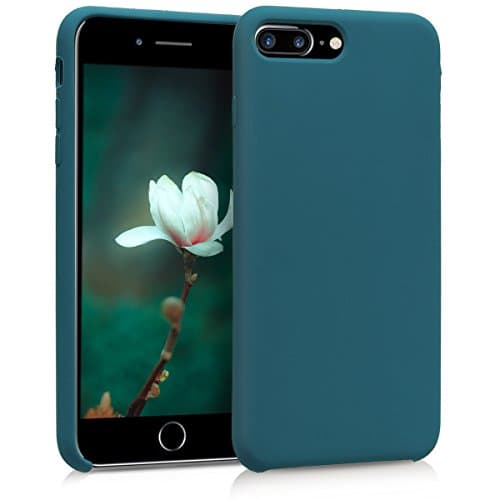 Image of kwmobile Case for Apple iPhone 7 Plus/iPhone 8 Plus Case - Soft Cover - Shockproof Silicone - Wireless Charging Teal Matte