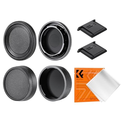 Image of K&F Concept Body Cap + Rear Lens Cap Compatible with Nikon F Mount D5, D6, D500, D610, D750, D850, D3400, D3500, D5000, D5200, D5300, D5500, D5600 ect, Camera Lens Accessories with Hot Shoe Cover