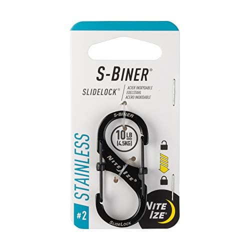 Image of Nite Ize S-Biner SlideLock Locking Stainless Steel Carabiner (Black, #2)