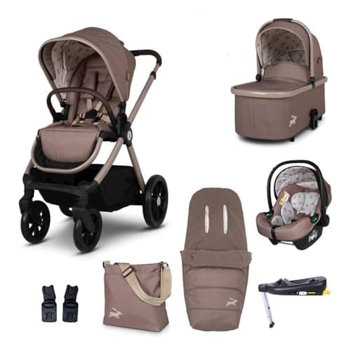 Image of Cosatto Giggle 4 Travel System Everything Bundle | Pram, Pushchair, Carrycot & Tote, Infant Carrier Car Seat & Base | Birth-4 Years, i-Size Group 0 | Compact Fold, Footmuff, Bag, Raincover (Lollop)