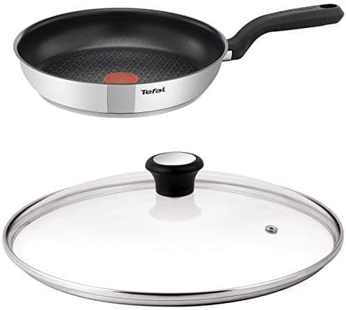 Image of Tefal Comfort Max Stainless Steel 30 cm Non-Stick Frying Pan with Compatible Glass Lid Bundle