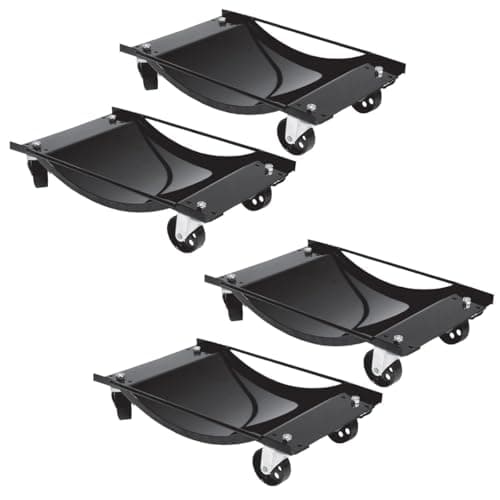 Image of Big Red Torin 400 kg Heavy-Duty Vehicle Mover Car Dolly – 4-Piece Set, Steel Wheel Skates for Easy Car Positioning & Garage Use