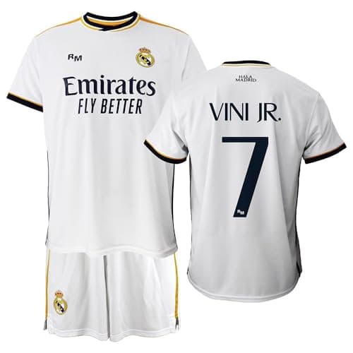 Image of Real Madrid Boys Home Kit Set 2023-2024 - Vini JR. 7 - Official Licensed Replica - Kids, white, 4 Years