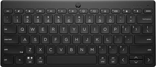 Image of HP 350 Compact Bluetooth Keyboard | Connect up to 3 devices via Bluetooth 5.2 | Multi-OS with SMART shortcuts | Dictation and emoji keys | 2 years battery | Made from 60% recycled materials | Black