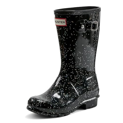 Image of Hunter Unisex Original Kids Giant Glitter Wellington Boots, Black, 4 UK