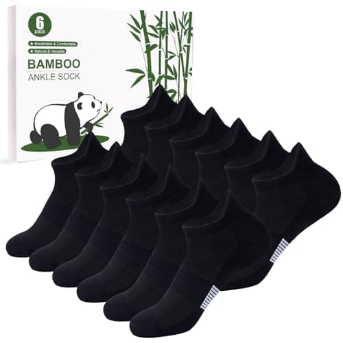 Image of inaWarm Bamboo Trainer Socks Womens 6 Pairs, Breathable Ankle Running Socks, Ladies Sports Low Cut Sock, Athletic Sock with Gift Box for Women Girls Black 3-5