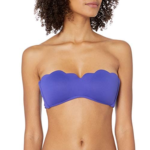 Image of Seafolly Women's Petal Edge Bandeau Bustier Bikini Top Not Applicable, Blue (Reflex Blue Reflex Blue), 34B (Manufacturer Size: 12)