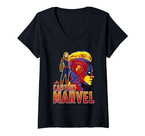 Image of Womens Captain Marvel Character V-Neck T-Shirt