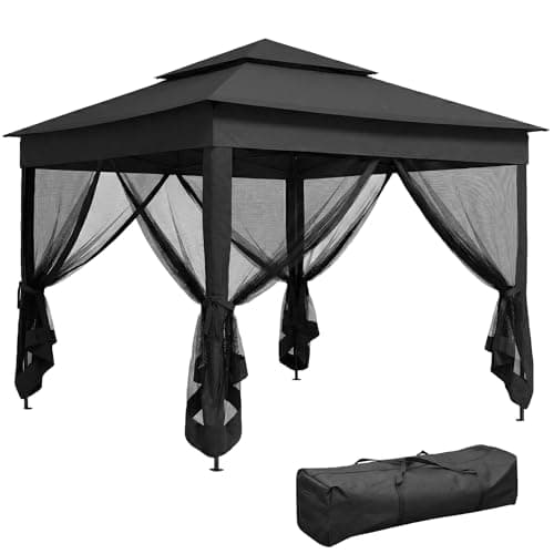 Image of Outsunny 3 x 3(m) Pop Up Gazebo, Marquee Party Tent with Double Tier Roof, Netting and Carry Bag, Event Shelter for Outdoor Patio, Black