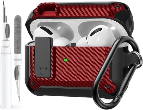 Image of OTOPO for Airpods Pro 3 Case with Lock Clip, Rugged Apple Airpods Pro 3rd Generation Cover 2025 Men Women, Armor Shockproof iPod Pro3 Gen Protective Hard Shell with Cleaner Kit, Red