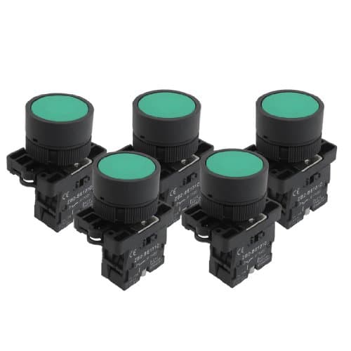 Image of sourcing map A12082000ux0366 1 NO N/O Green Sign Momentary Push Button Switch, 600V, 10 Amp, ZB2-BE101C, 5 x 22 mm