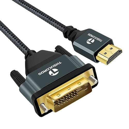 Image of Thsucords 4K HDMI to DVI Cable 1M, Gold-Plated & Braided DVI to HDMI Cable Bi Directional Compatible with Projector, Laptop, TV, PC, DVD Player