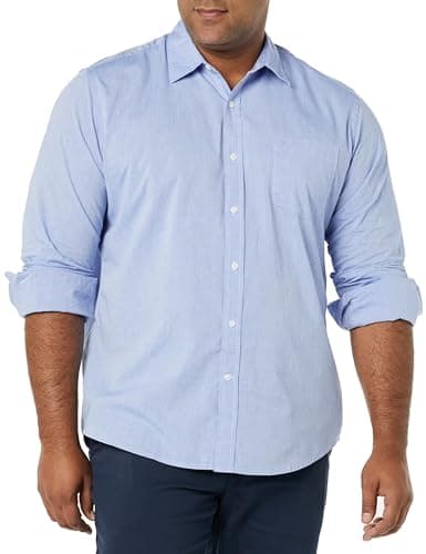 Image of Amazon Essentials Men's Regular-Fit Long-Sleeve Casual Poplin Shirt, French Blue, XL