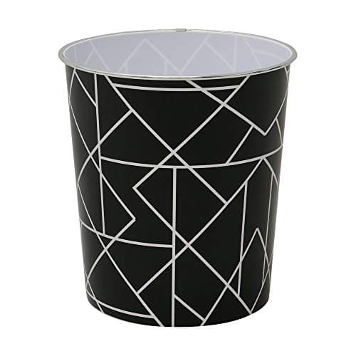 Image of JVL Linear Black Waste Paper Bin, 27 x 25cm approx, Polypropylene, Small