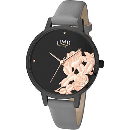 Image of Limit Secret Garden 6289 Black Ion Plated Grey Strap Watch Wrist Womens Womens Black/Grey