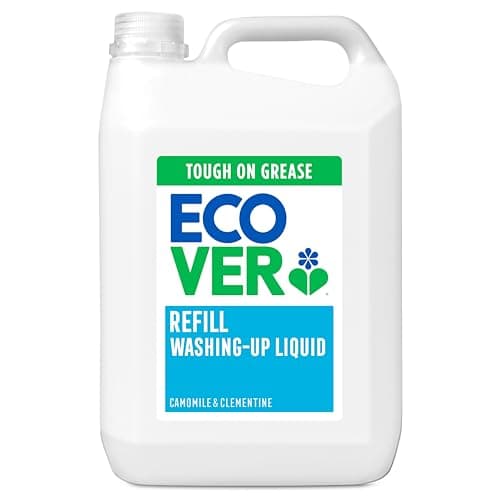 Image of Ecover Washing Up Liquid Refill, Washing Up Soap, Tough on Grease and Grime, Fresh Camomile & Clementine Scent, 1 x 5L