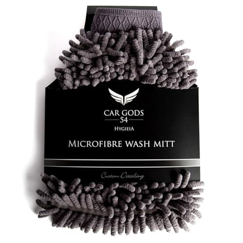 Image of Car Gods Microfibre Wash Mitt Cleaning Glove Soft Noodle Washing Detailing Microfiber Ultra Premium Auto Care Lint Scratch Free Non Abrasive Elastic Wrist Cuff Machine Washable