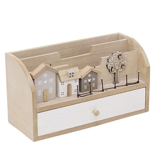 Image of Shabby Chic Wooden House Family Tree Letter Rack | Wooden Letter Rack Organizer