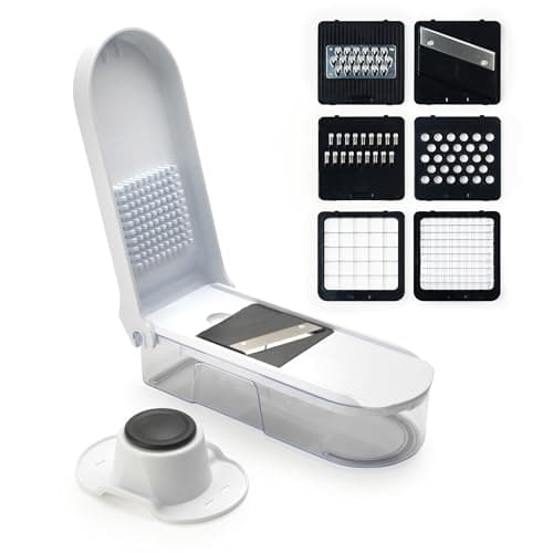 Image of Salter BW12926EU7 Multifunctional Food Chopper – Vegetable Chopper, 6 Interchangeable Blades, Compact Mandoline Slicer, Onion Chopper/Dicer, Finger Guard for Added Safety, Food Preparation Utensil